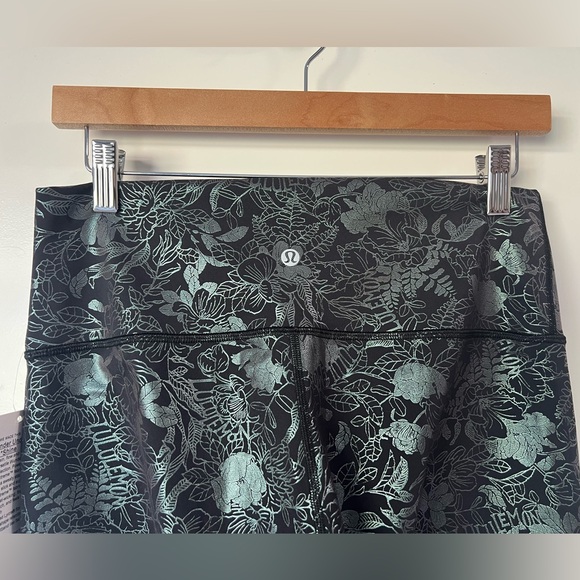 Lululemon Wunder Train High-Rise Tight Blk & Green Iridescent Foil Size 10 NWT - Picture 4 of 5